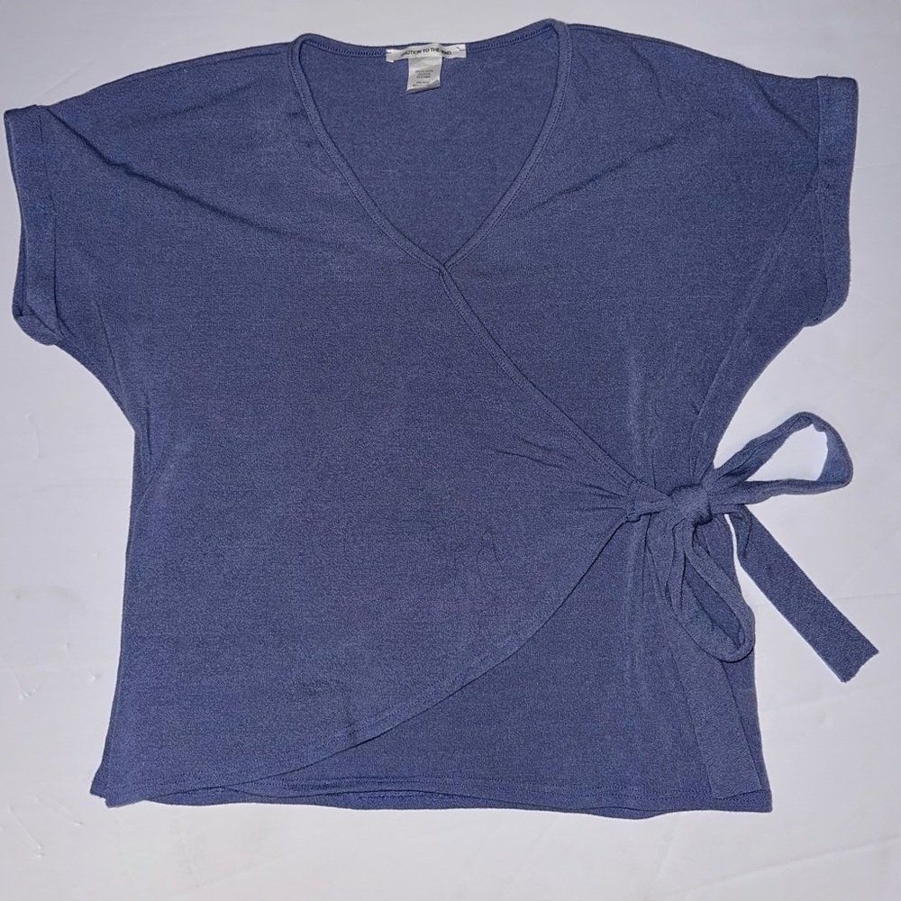 Caution To The Wind Deep Blue Wrap Blouse
